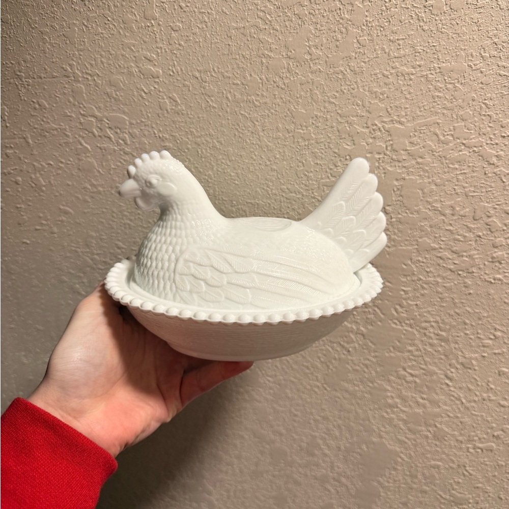 White Hen on a Nest